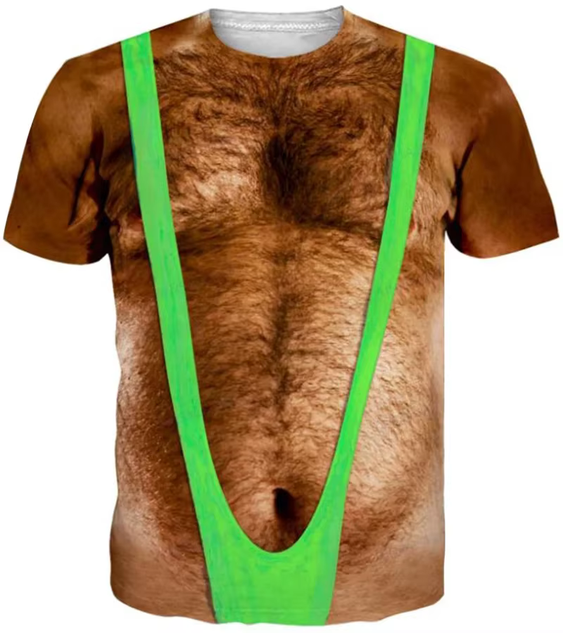 T-shirt graphique drôle pour homme avec poitrine poilue