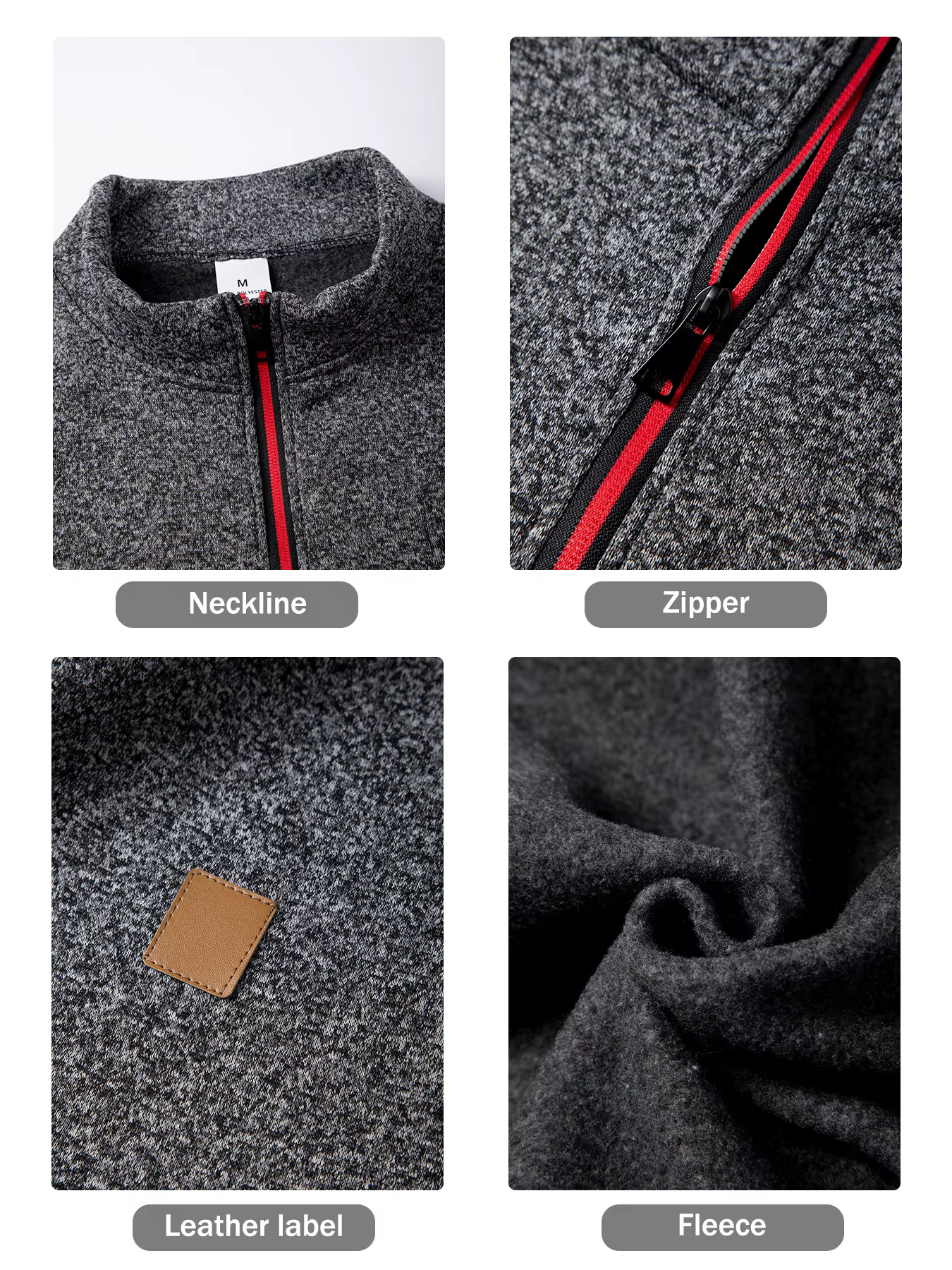 Sweat-shirt polaire demi-zip pour homme