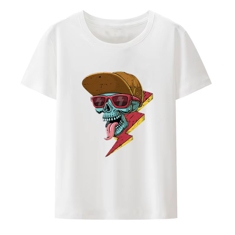 T-shirt unisexe avec impression de patins de crâne drôle
