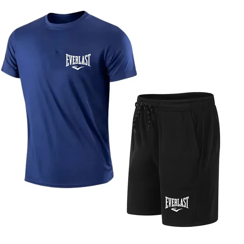 EVERLAST hommes T-shirt + Short 2 pièces ensemble loisirs souffle à manches courtes Sport Jogging gymnase marque impression vêtements