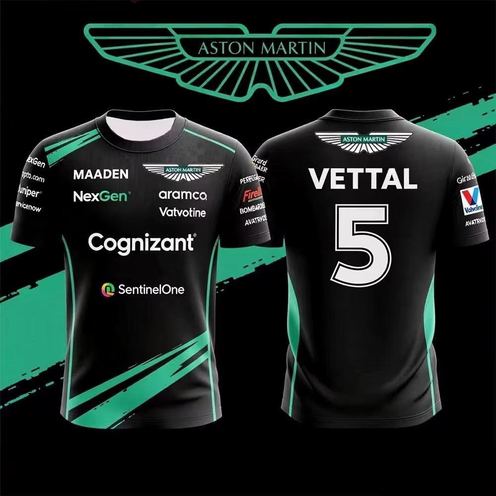 T-shirt Aston Martin pour homme, combinaison de course Fernando Alonso 14, T-shirt respirant, T-shirt à séchage rapide Vettel 5, T-shirt Stroll 18