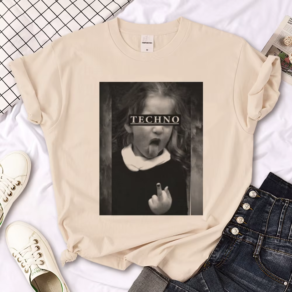 Techno t-shirt femmes designer bande dessinée graphique