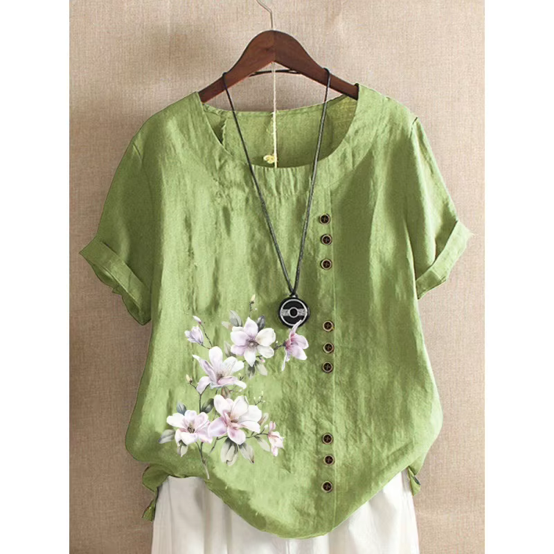 T-shirt en lin de coton confortable pour femme