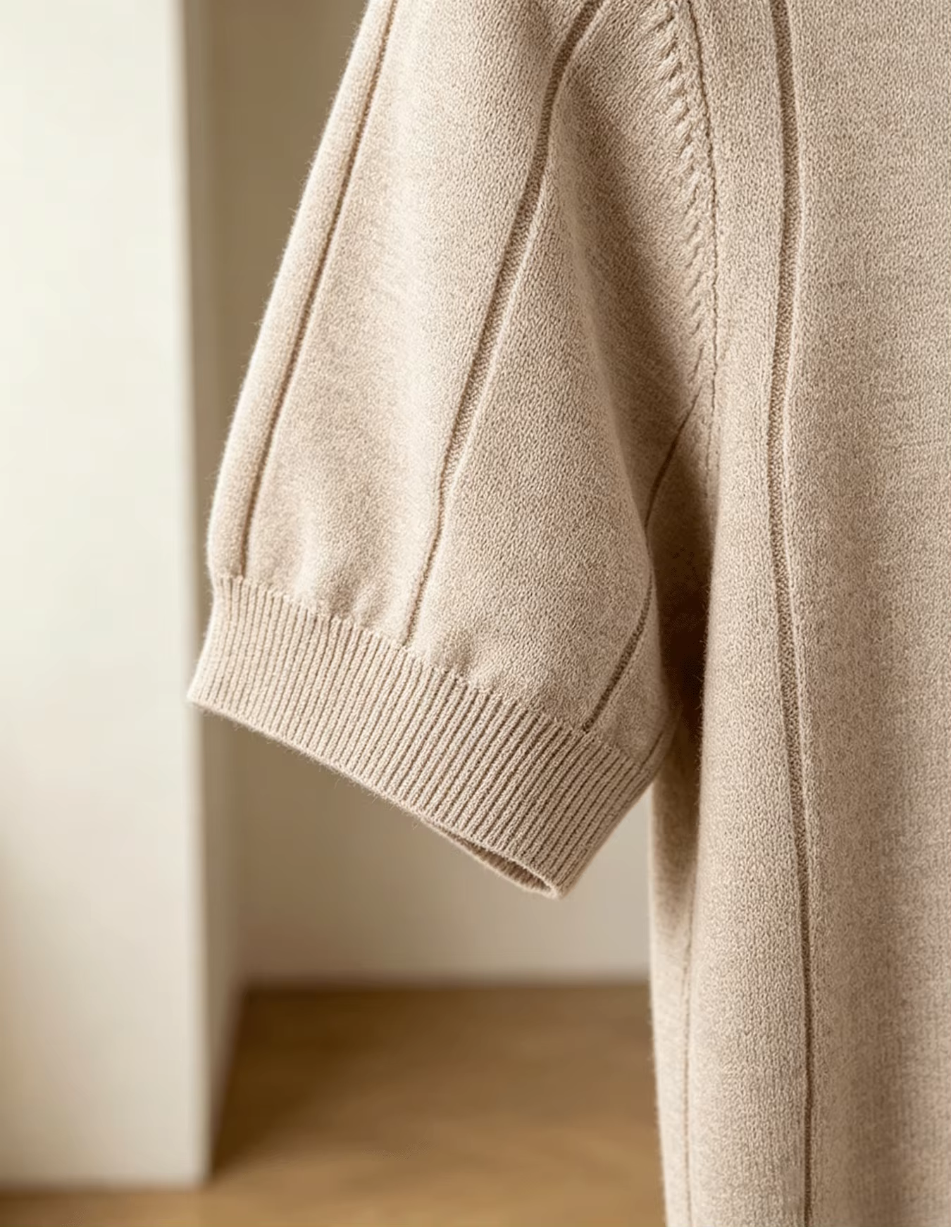 Polo à manches courtes en tricot côtelé pour homme | T-shirt à col rond uni coupe ajustée | Haut décontracté d'été