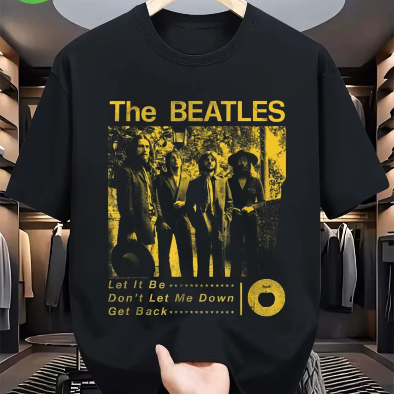 T-shirt graphique vintage pour homme avec l'image des Beatles - Chemise musicale rétro épaisse et surdimensionnée mettant en valeur John Lennon