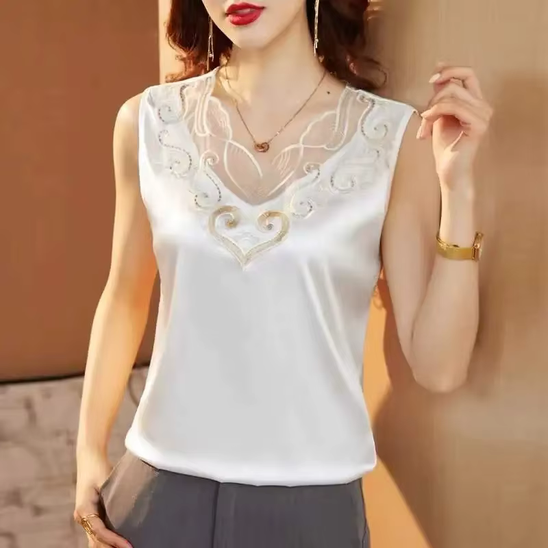 Débardeur à bretelles en satin pour femme