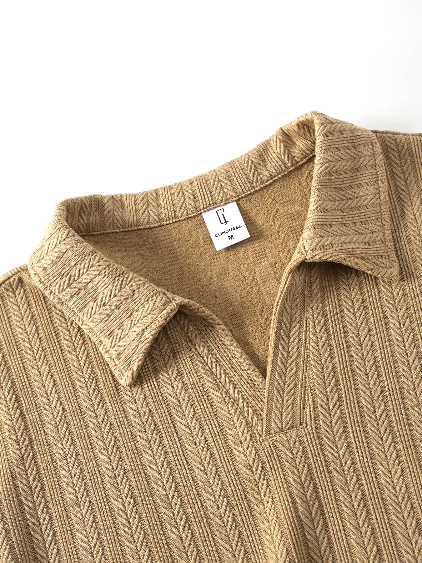 Polo pour homme en tricot jacquard tridimensionnel à manches courtes avec col demi-zip en V