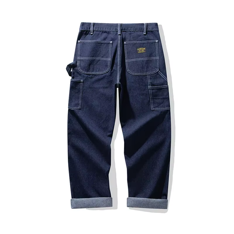 Pantalon de travail ferroviaire en Denim Original AMEKAJI salopette de travail rayée multi-poches Trekking en plein air randonnée Camping pantalon