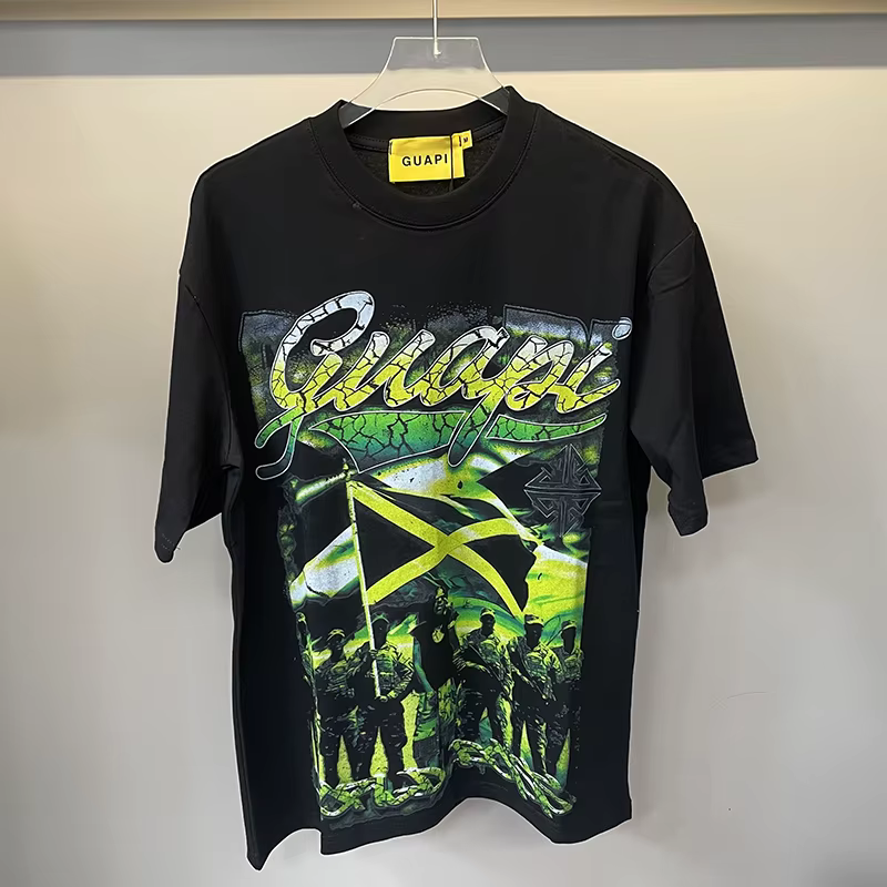 T-shirt vert avec logo Guapi White Revived V2 noir pour hommes et femmes