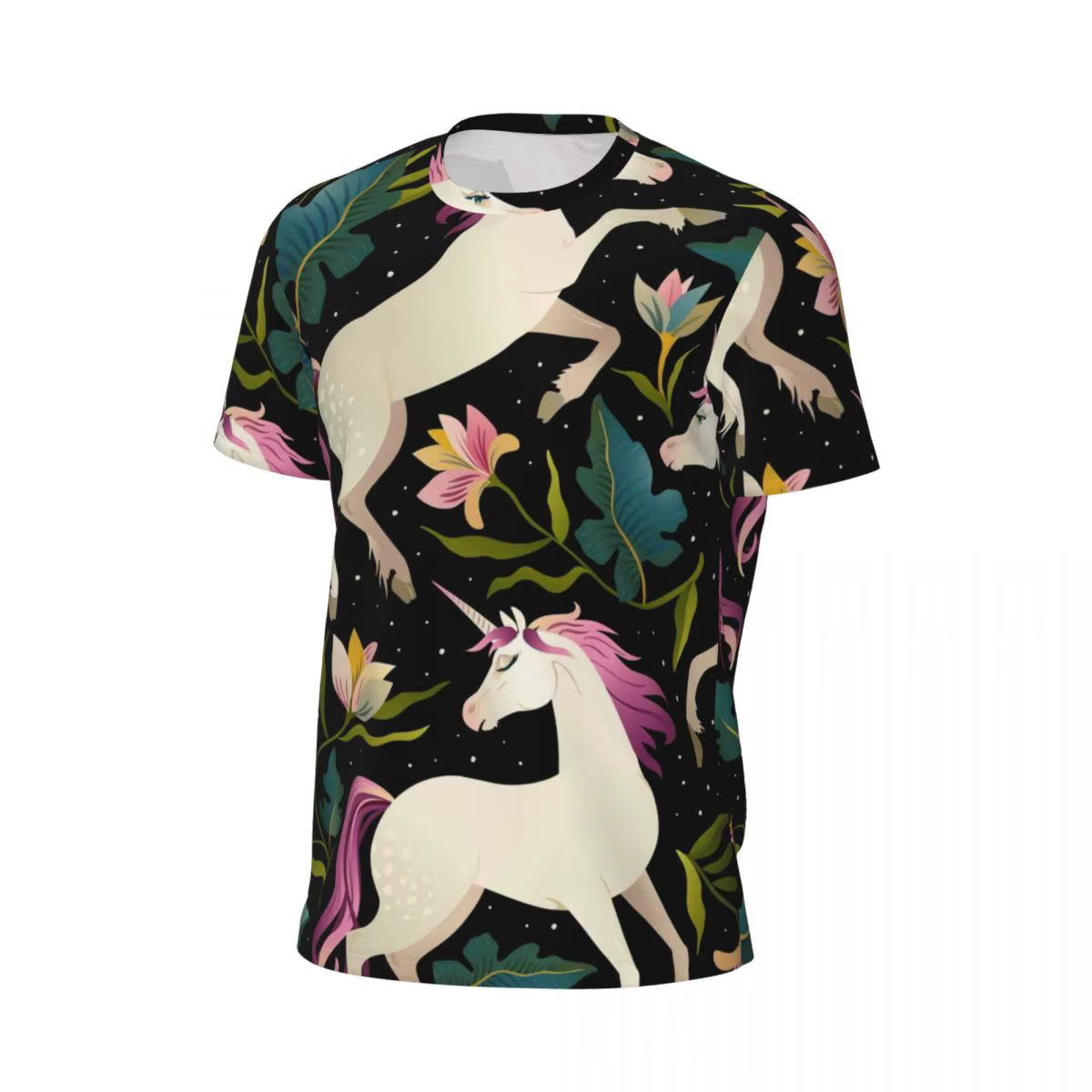 Dessin animé licorne gymnase t-shirt fleurs imprimer Harajuku t-shirts hommes Vintage