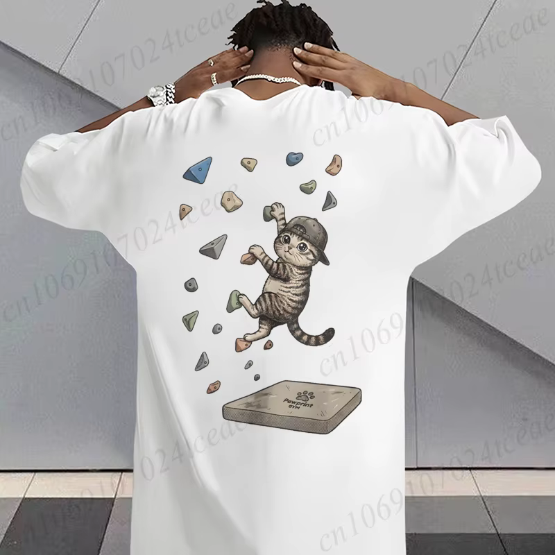 T-shirt graphique chat grimpeur pour hommes et femmes