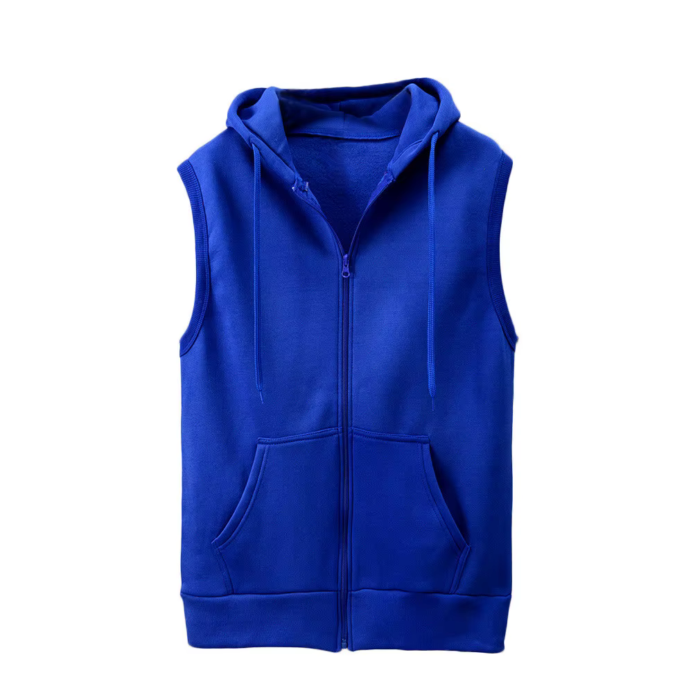 Sans manches solide gilet manteau mode hommes Blouse veste mince hauts à capuche chemise