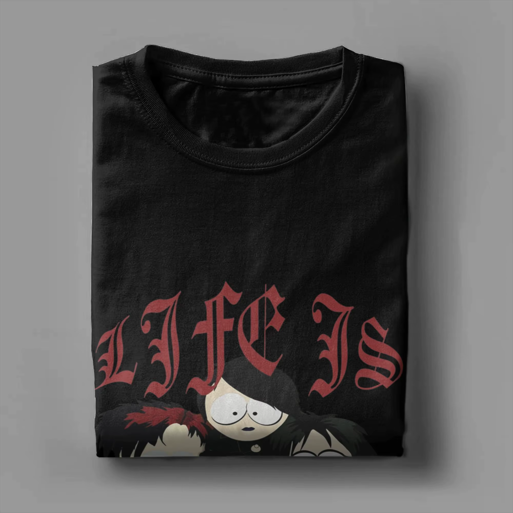 Souths Parks t-shirt été les enfants Goth la vie est douleur Hip Hop T-Shirts hommes col rond grande taille à manches