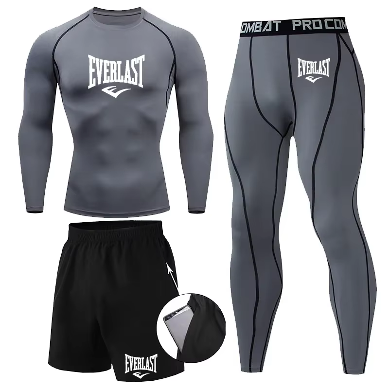 EVERLAST hommes T-shirt + Short 2 pièces ensemble loisirs souffle à manches courtes Sport Jogging gymnase marque impression vêtements