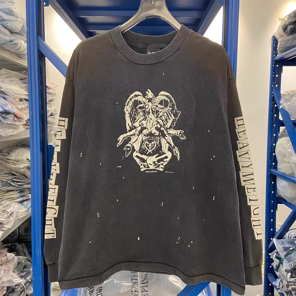 2025fw LS TEE manches longues SAINT t-shirt hommes femmes lavé tissu lourd