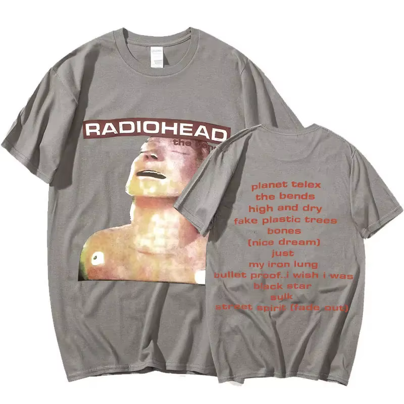 Vintage groupe de Rock Radiohead t-shirt hommes 100% coton T-shirts Hip Hop les courbes Album de musique impression