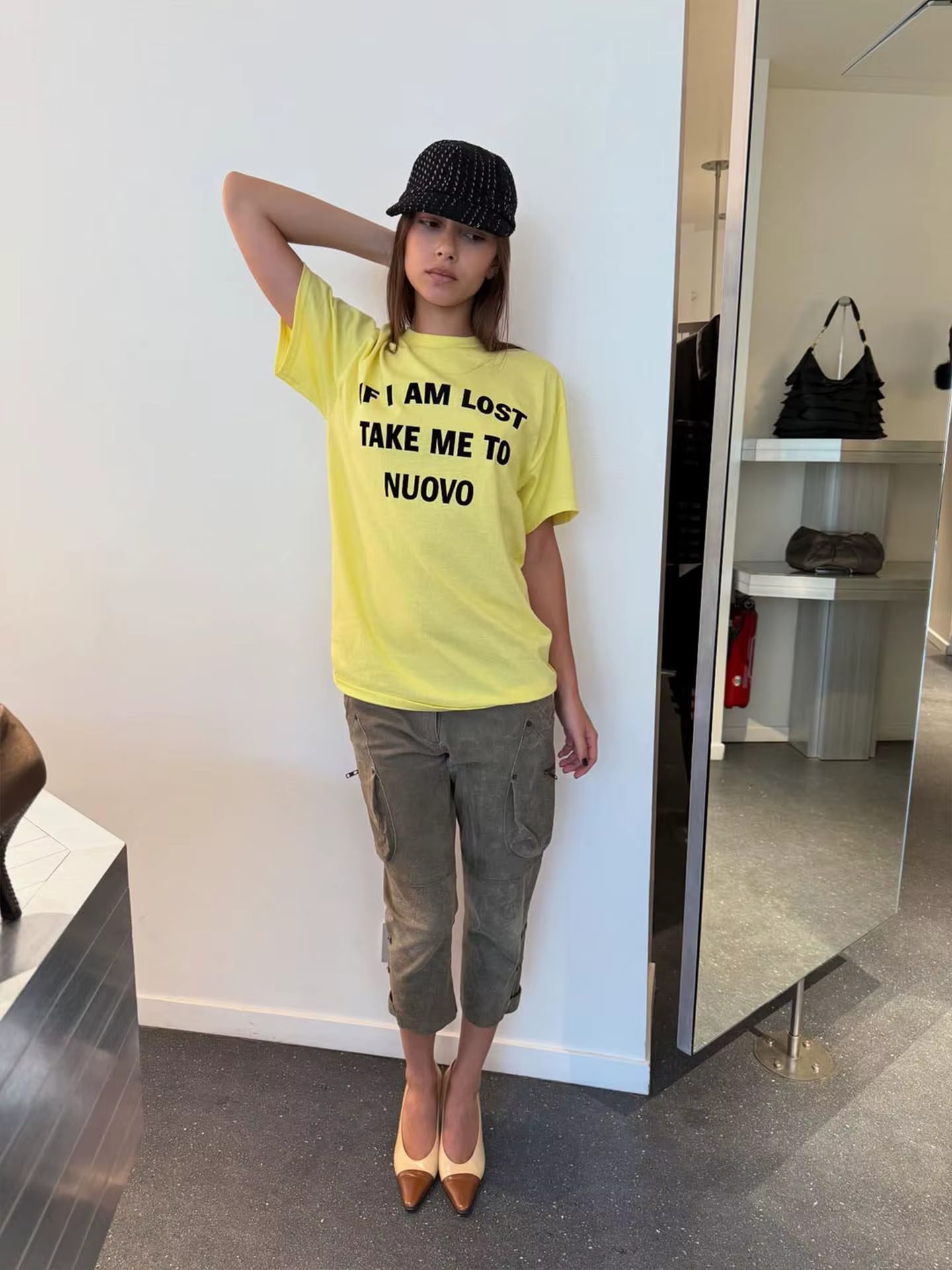 T-shirt ample imprimé jaune vif