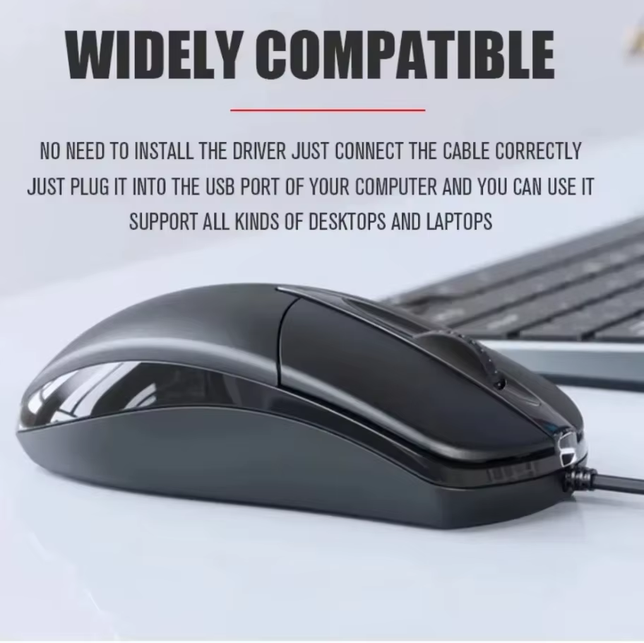 Souris optique filaire USB pour ordinateur portable, maison, bureau, rouleau antidérapant 3D, 1200DPI, accessoires d'ordinateur de jeu pour PC de bureau