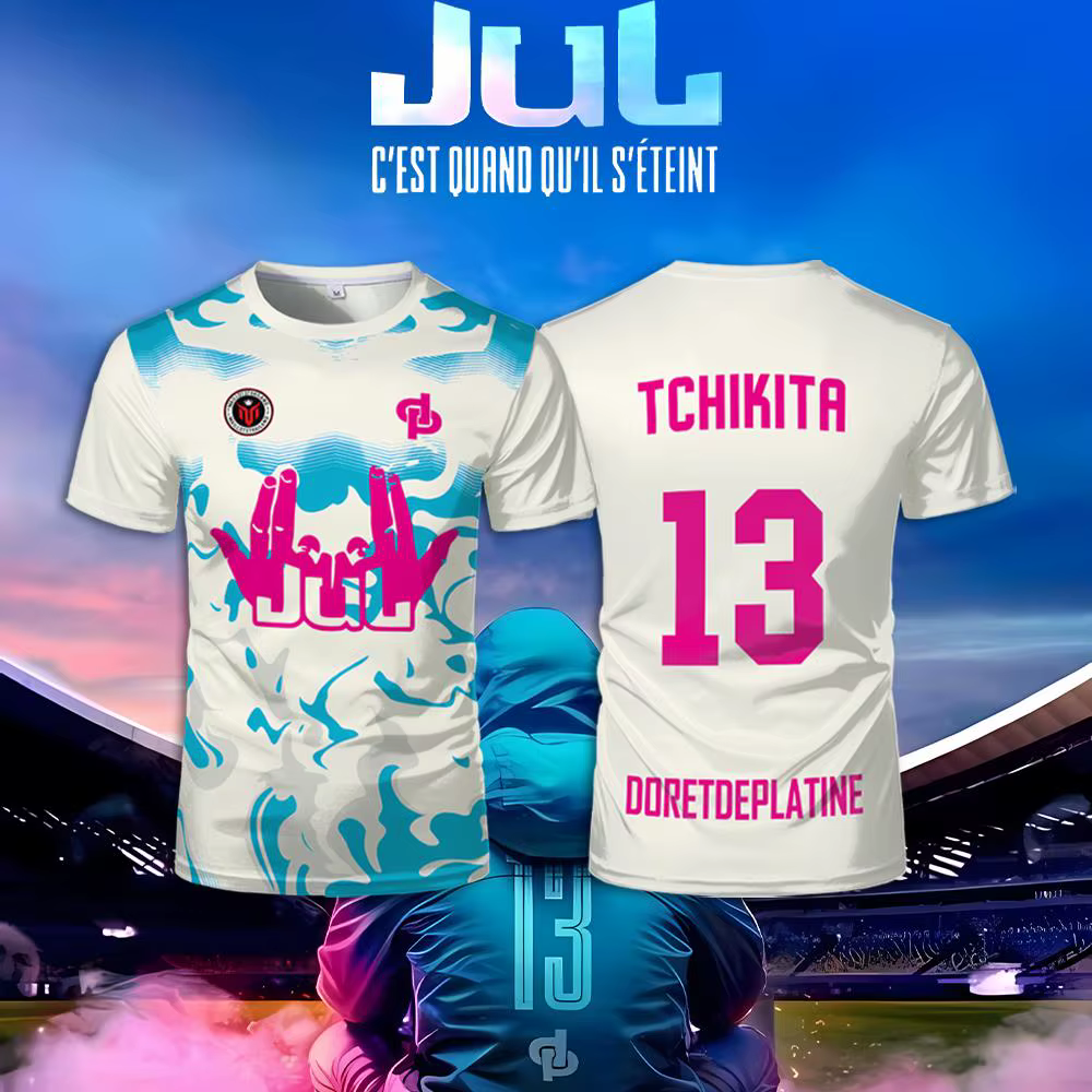 T-shirt de sport français TCHIKITA Maillot JUL Juldtp DORETDEPLATINE à motif imprimé
