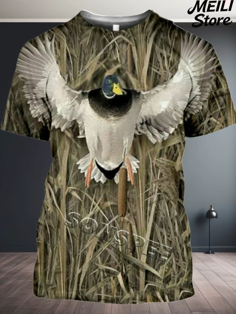 Nouveau T-Shirt homme chasse Animal impression 3D été Camouflage à manches courtes drôle hauts décontracté quotidien en plein air rue vêtements pour hommes