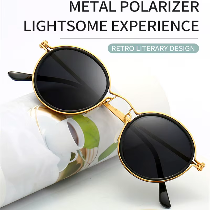Lunettes de soleil rondes rétro unisexes