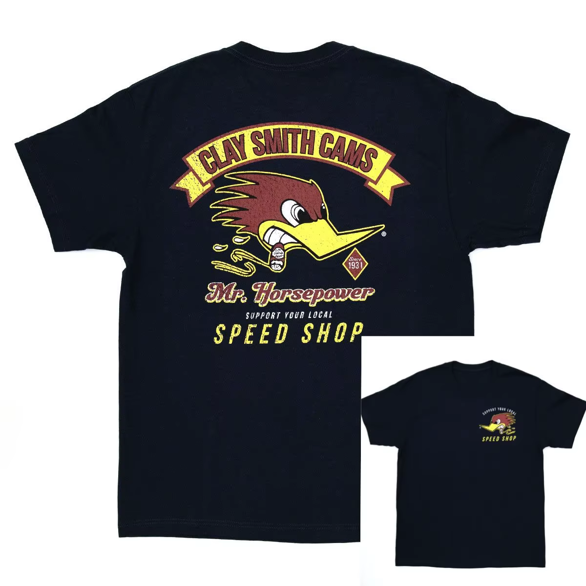 T-shirt en coton avec motif de voiture de course classique Gray Woodpecker