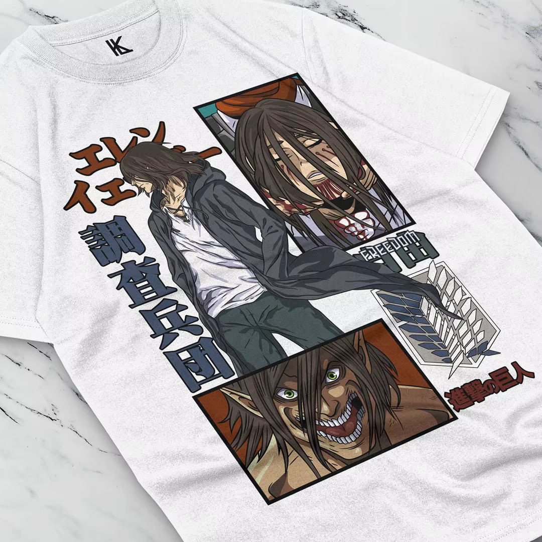T-shirt Eren Yeager Aot, T-shirt graphique, Anime,Attack on Titan