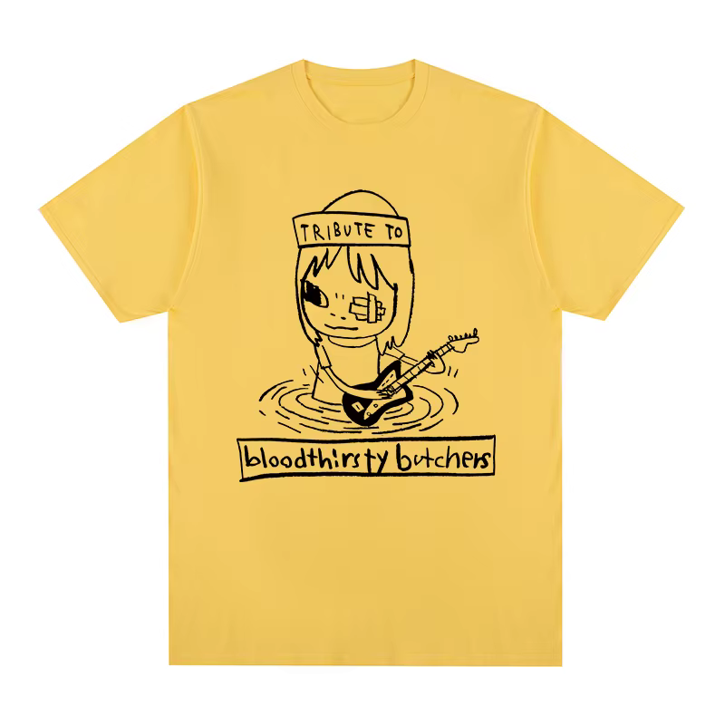 T-shirt en coton Yoshitomo Nara Rock Guitar pour hommes et femmes