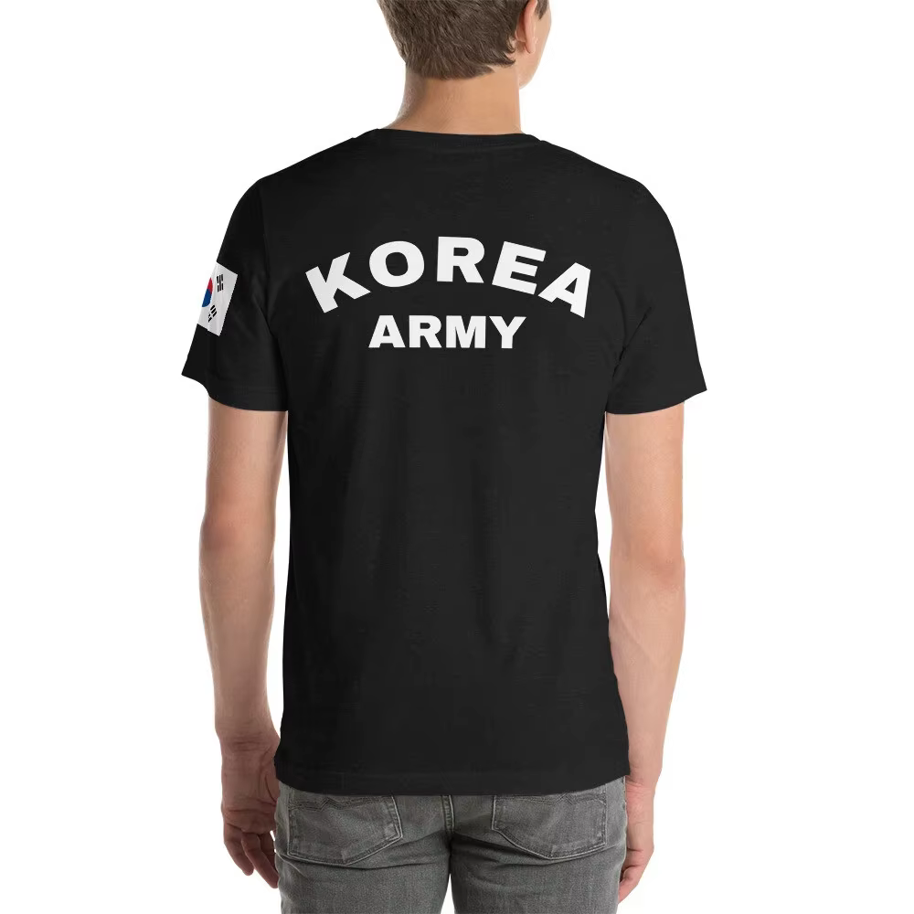 T-shirt Unisexe en Coton Respirant pour Hommes de l'Armée Coréenne R.O.K.A