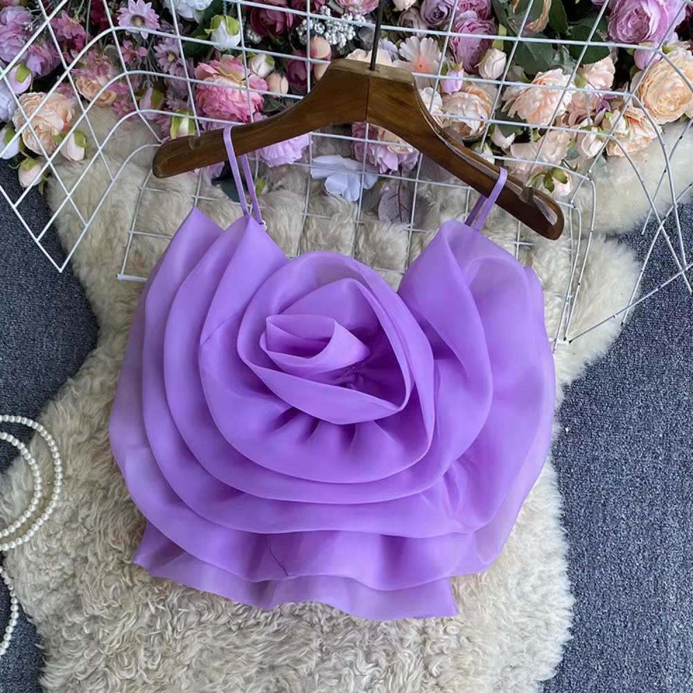 Haut en tulle à bretelles spaghetti pour femme