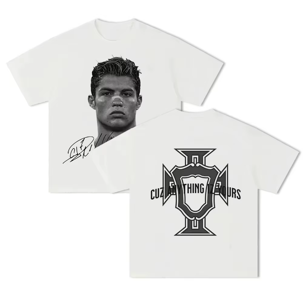 T-shirt homme Cristiano Ronaldo fútbol superestrella Super moda impresa camiseta hombres desgastado algodón