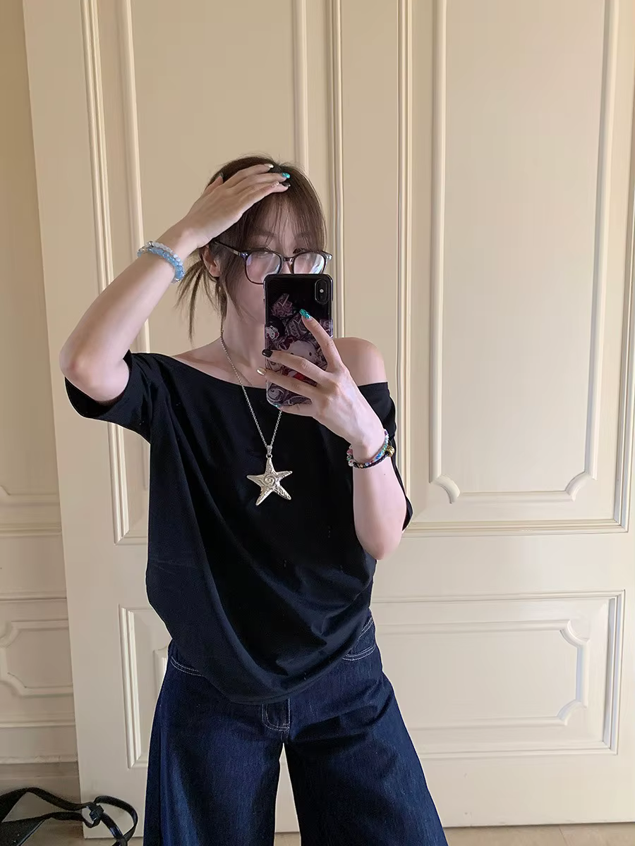 T-shirts femmes solide Simple été décontracté Cleanfit à manches courtes tout-match jeunes filles Streetwear Y2k haut vêtements esthétiques Ins