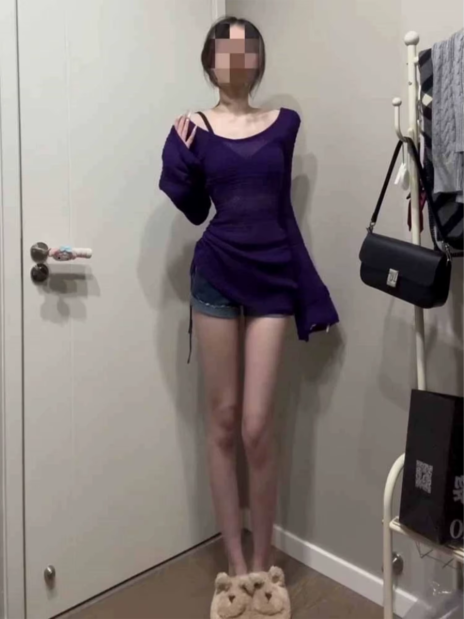T-shirt tricoté violet Y2k pour femmes
