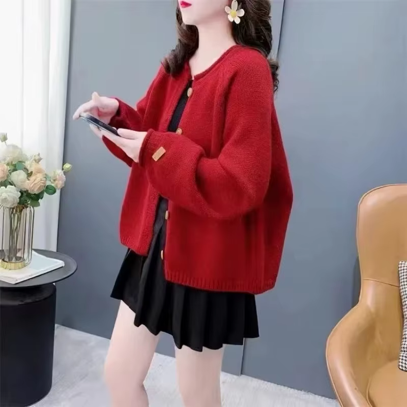 Pull tricoté à col rond pour femme, vêtements bon marché, nouveautés tendance 2025, décontracté, attrayant, tenue de bureau, Cardigan solide pour femmes