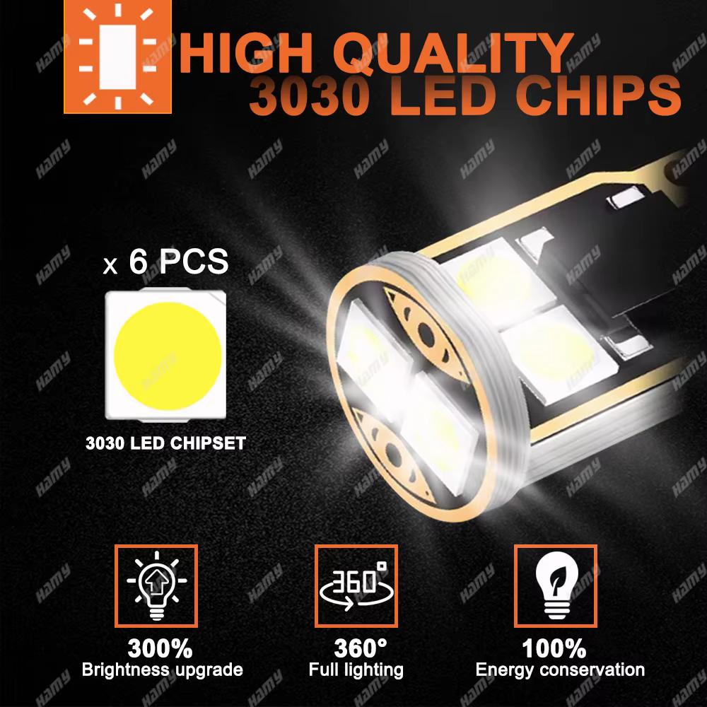 Ampoule LED blanche T10 W5W, 2/4/6/8/10/20 pièces, éclairage de plaque de planificateur de coffre 12V 6SMD 400LM 6500K