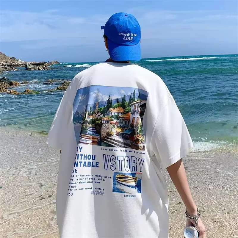 T-Shirt à Manches Courtes en Coton pour Homme