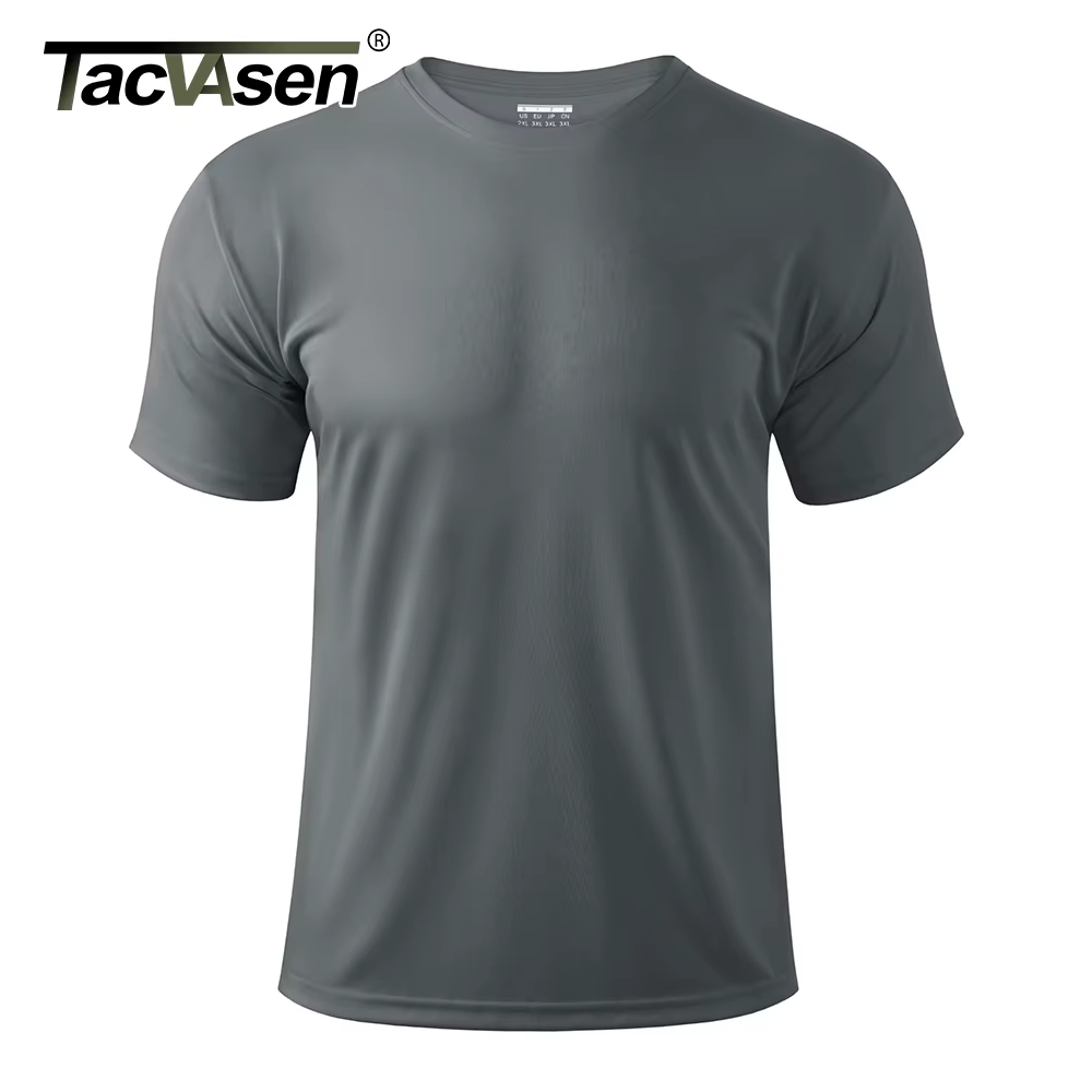 TACVASEN UPF 50 + UV chemise hommes col rond manches courtes basique été t-shirt style décontracté salle de sport