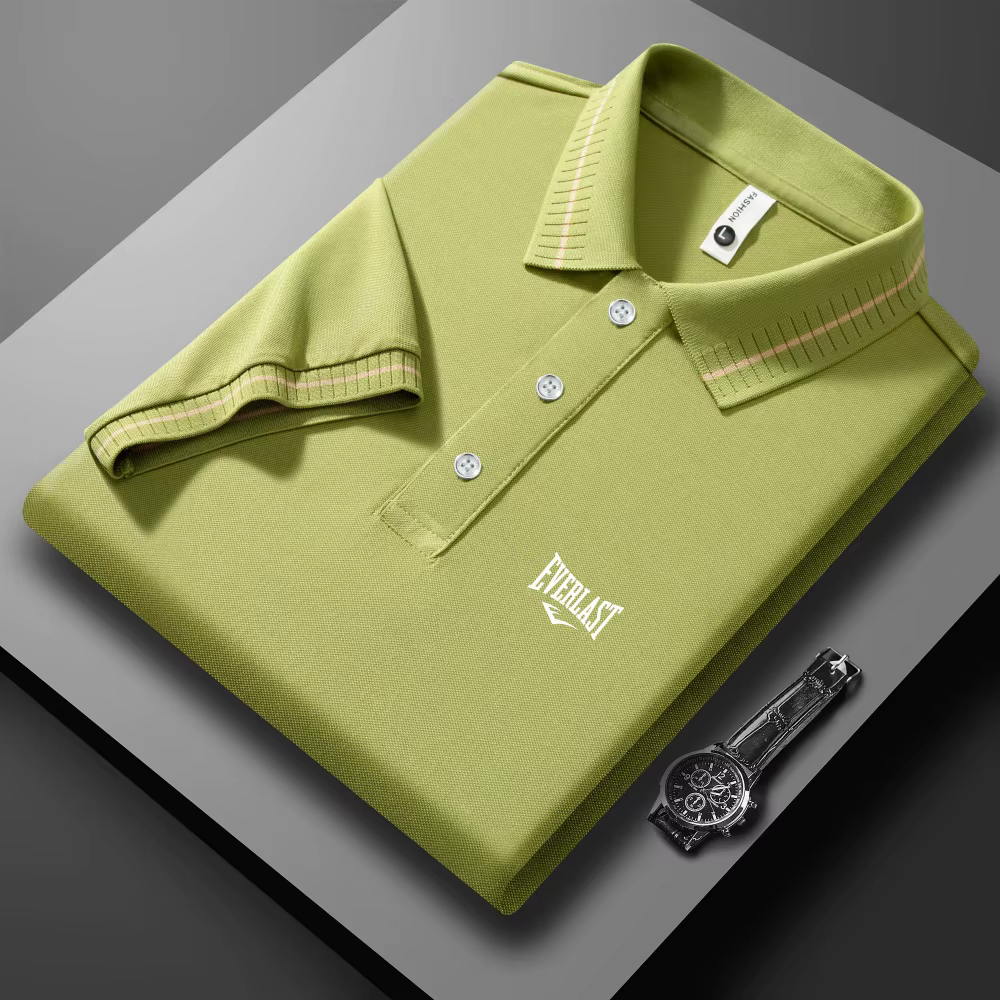 Polo Homme de Luxe à Manches Courtes avec Lettres Gaufrées