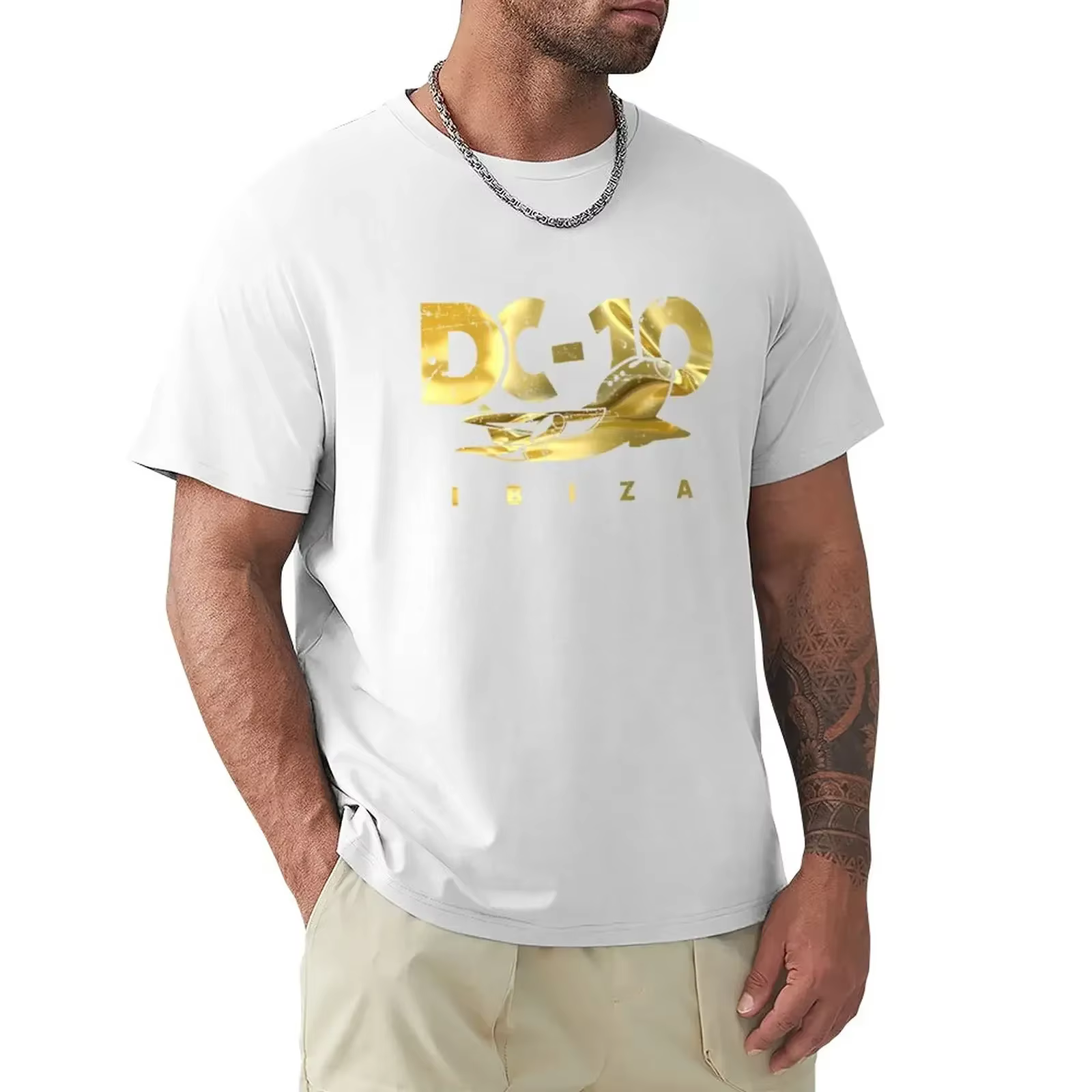 T-Shirt DC10 Bar Club IBIZA MODEL noir Vintage Gold