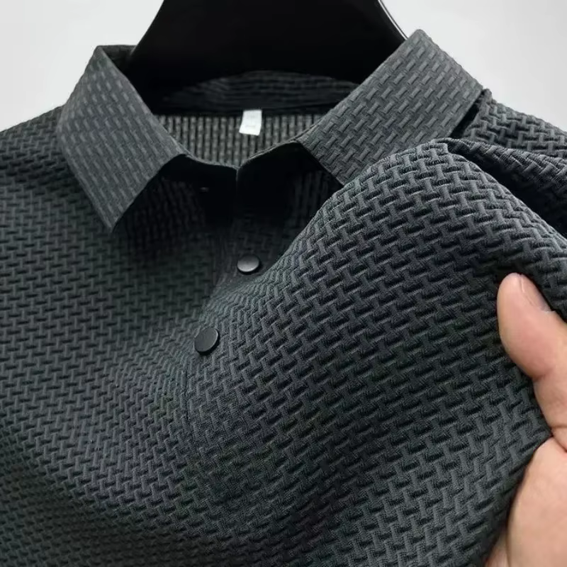 Vêtements de marque été nouveau T-shirt à manches courtes pour hommes soie glacée POLO frais et respirant affaires décontracté haut absorbant la sueur
