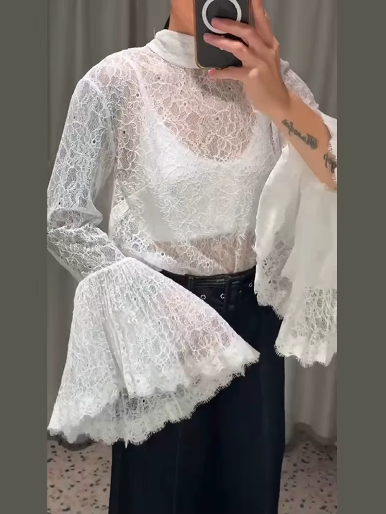 Chemisier élégant transparent pour femme