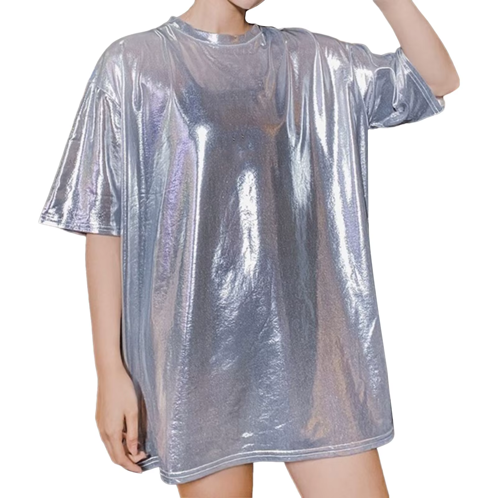 Été hommes brillant t-shirts or à manches courtes col rond T-Shirt