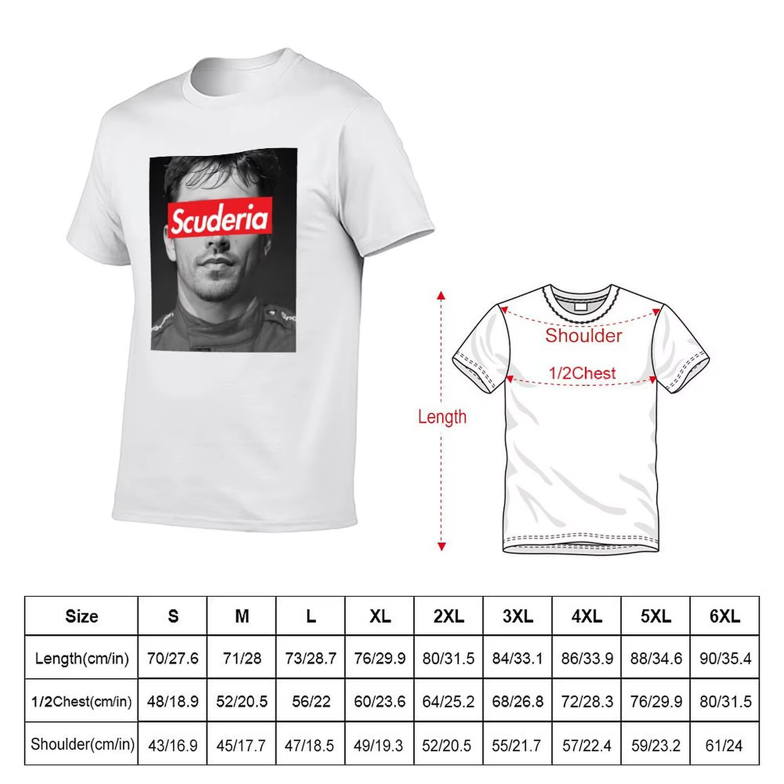 Leclerc Scuderia Portrait T-Shirt anime t-shirts surdimensionné homme