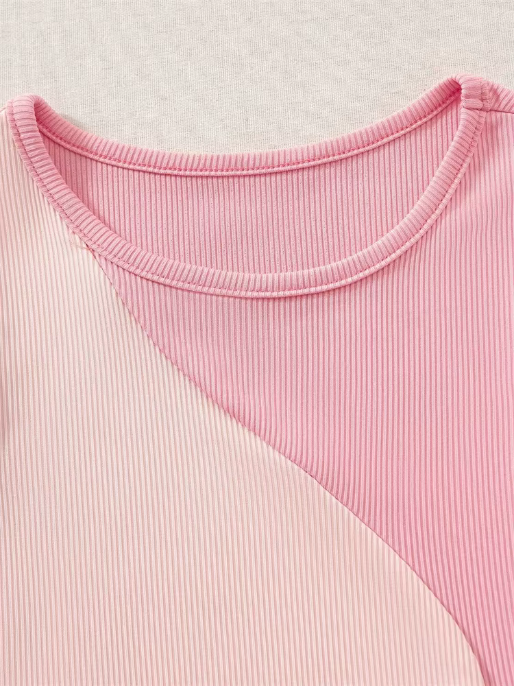 Débardeur rose en tricot côtelé pour femmes