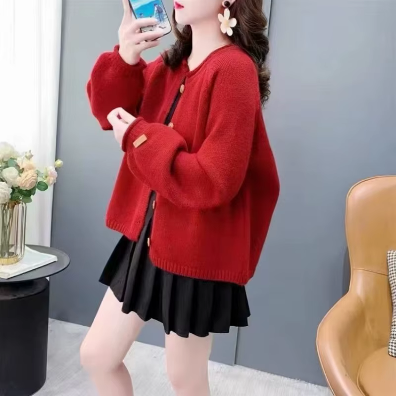 Pull tricoté à col rond pour femme, vêtements bon marché, nouveautés tendance 2025, décontracté, attrayant, tenue de bureau, Cardigan solide pour femmes