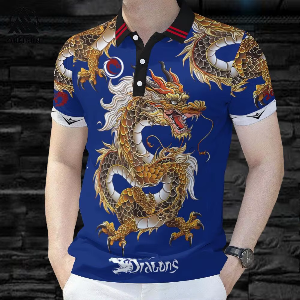 Polo imprimé motif Dragon de Style chinois