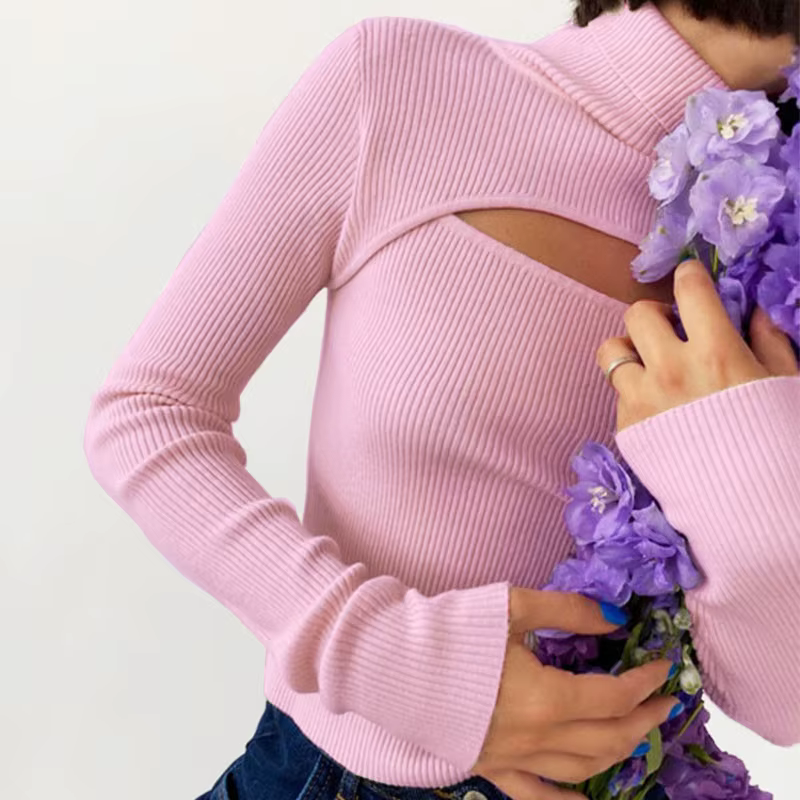 Pull à col roulé à manches longues pour femmes