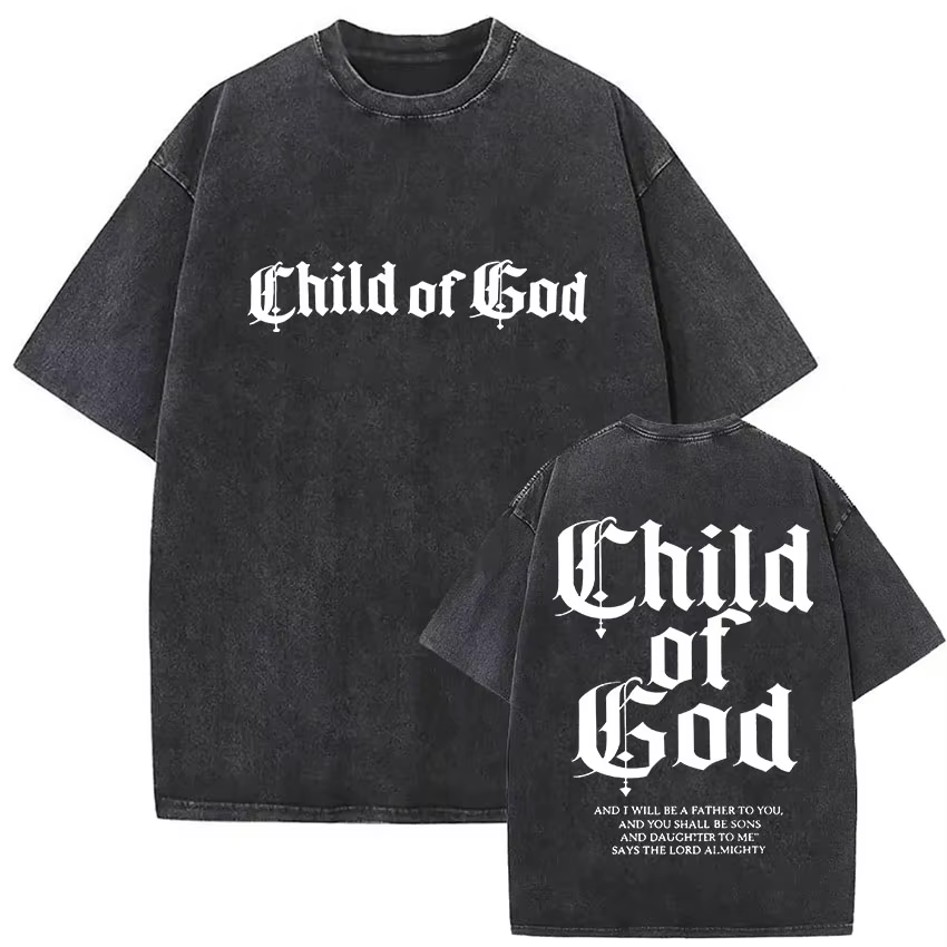 T-shirt vintage lavé pour homme « Enfant de Dieu Chrétien »