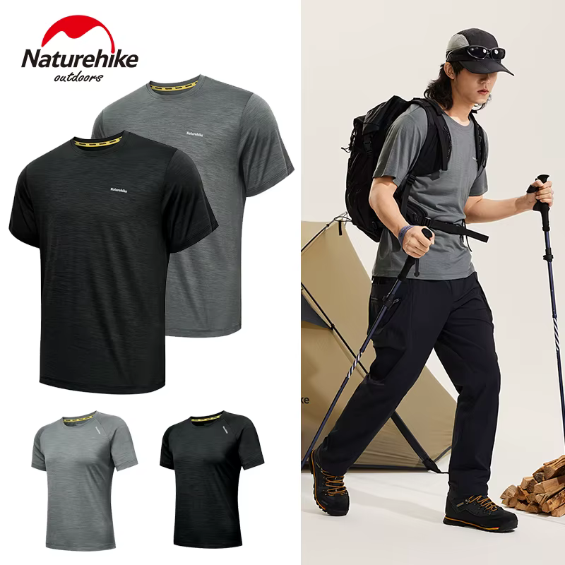 Naturehike Sport T-Shirt 100% Laine Mérinos À Manches Courtes Course Formation En Plein Air Hommes Femmes Respirant À Séchage Rapide Sweat