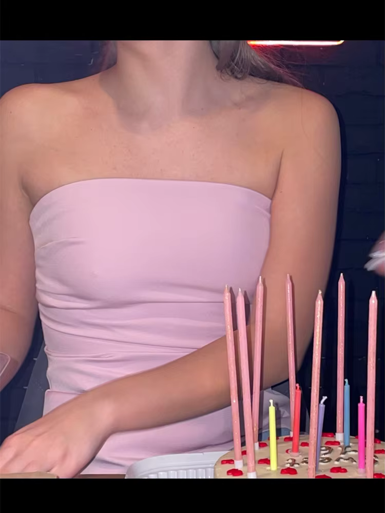 MUJER 2025 femmes bustier tubulaire blanc noir épaules nues haut court femme rose sans manches dos nu Sexy hauts
